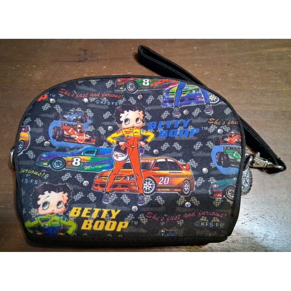 Betty Boop She's Fast And Furious Make Up Bag Bejeweled W/Stap